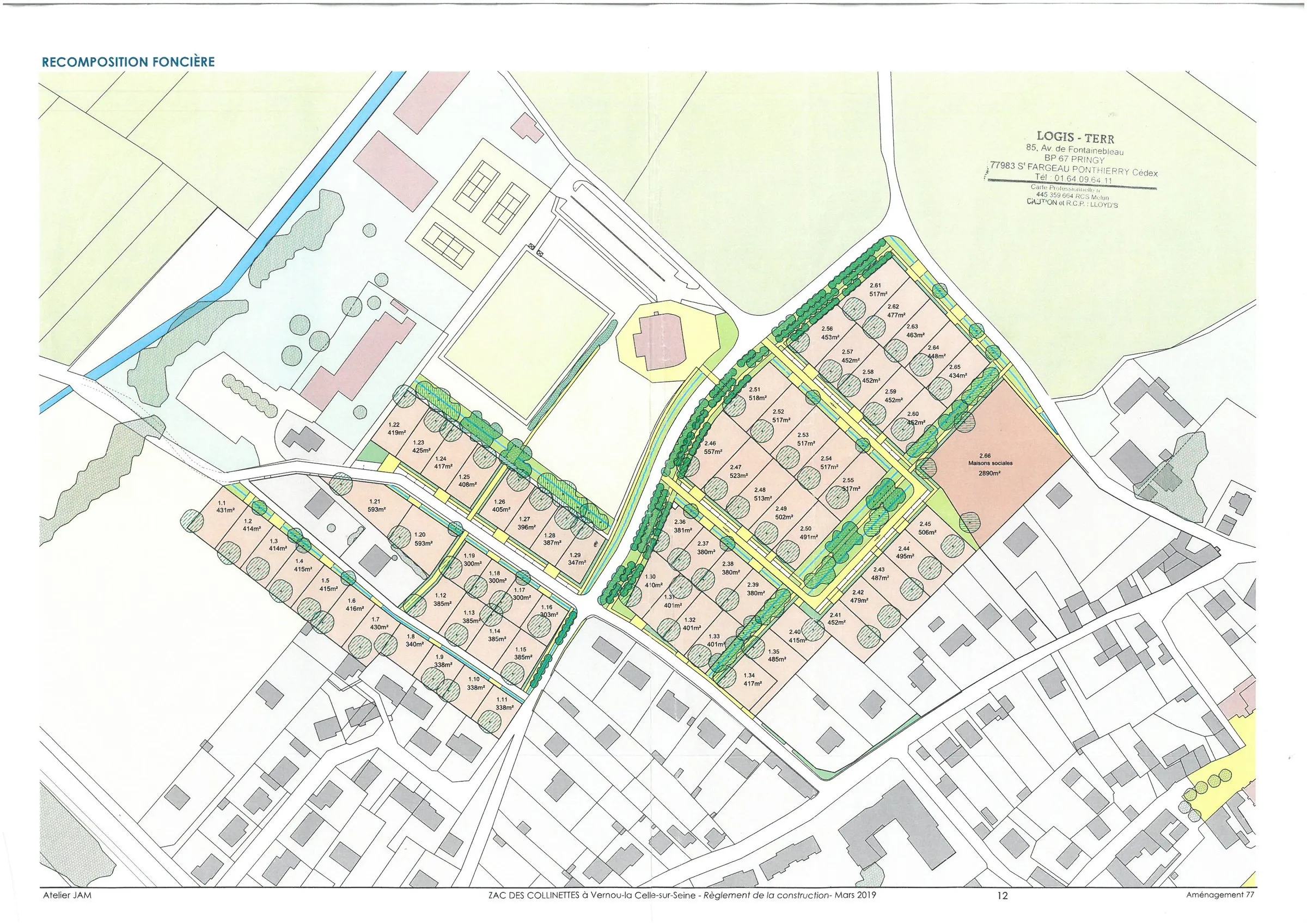 Plan de recomposition foncière du lotissement de Vernou-la-Celle-sur-Seine